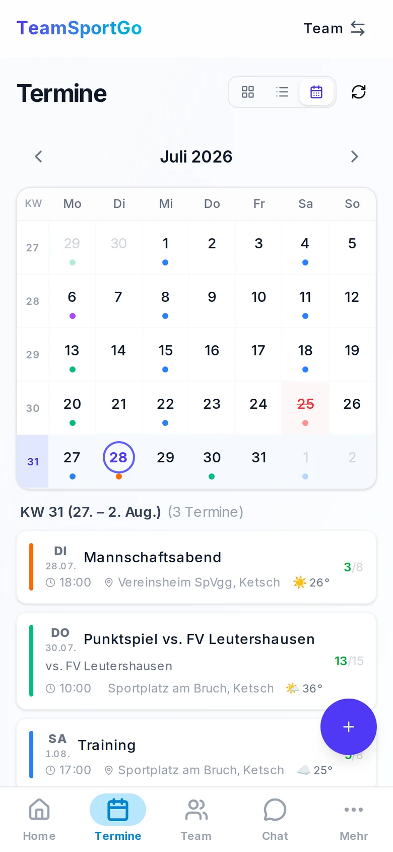 Der ganze Monat auf einer Seite